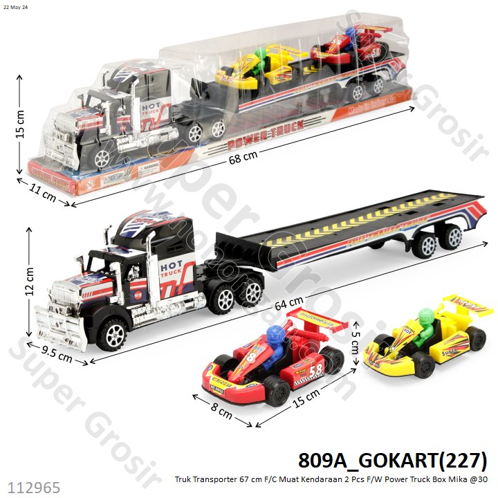 Truk Trailer Muat 67 cm F/C Muat Pesawat / Mobil Balap 2 Pcs F/W Power Truck Box Mika @30