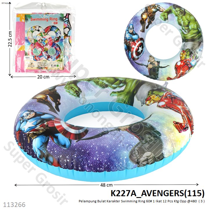 Pelampung Bulat Karakter Swimming Ring 60# 1 Ikat 12 Pcs Ktg Opp @480