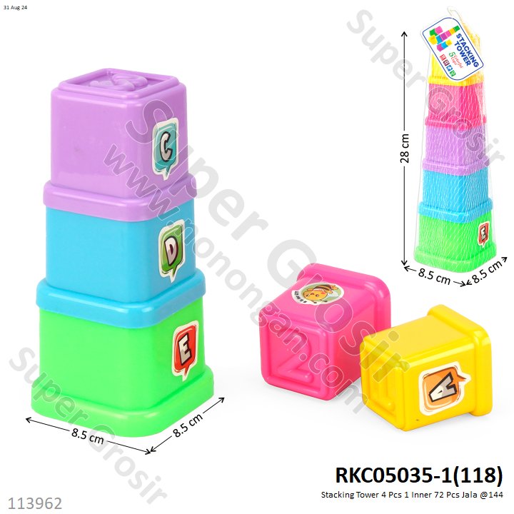 Mainan Edukasi Stacking Tower 4 Pcs 1 Inner 72 Pcs Jala @144