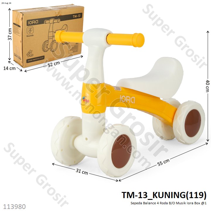 Tunggangan Sepeda Balance Bike 4 Roda B/O Musik Iora Box @1