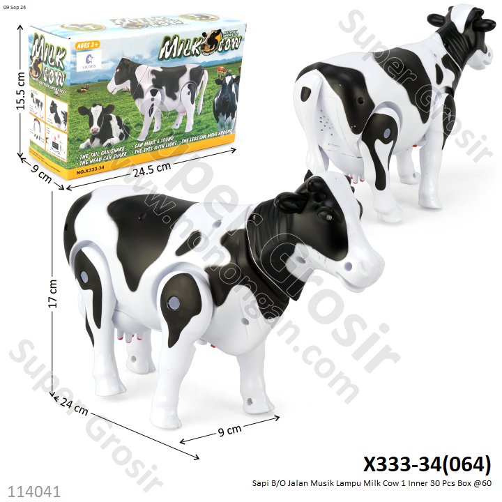 Hewan Sapi B/O Jalan Musik Lampu Milk Cow 1 Inner 30 Pcs Box @60