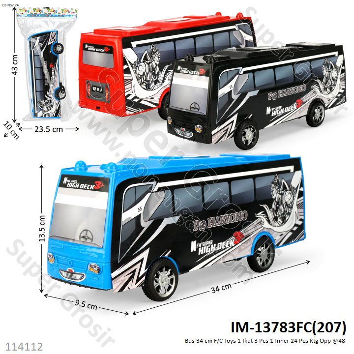 Bus F/C 34 cm (XL) Toys 1 Ikat 3 Pcs 1 Inner 24 Pcs Ktg Opp @48