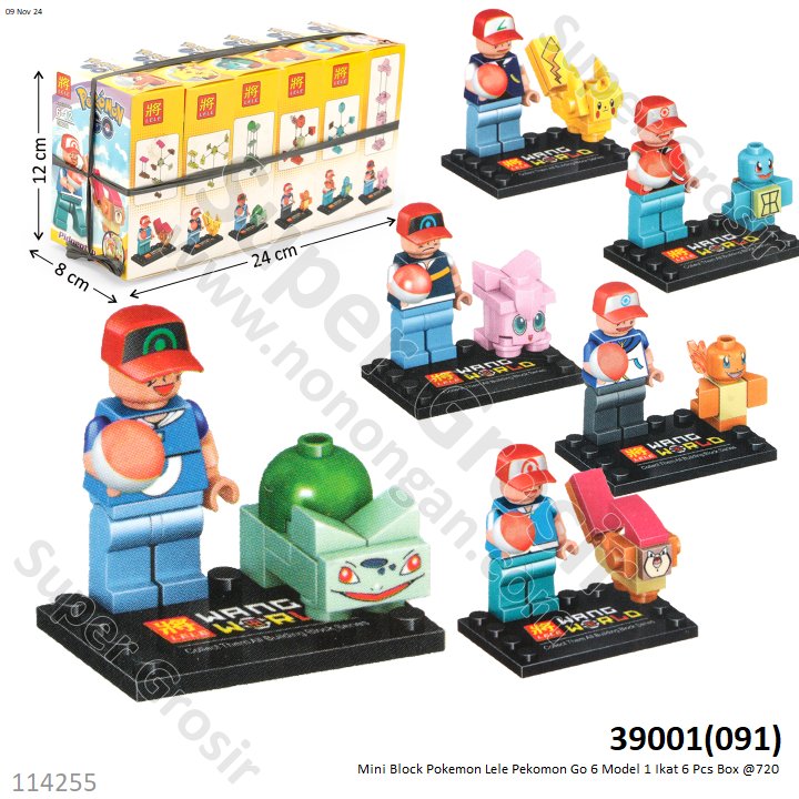 Mini Block Pokemon Lele Pekomon Go 6 Model 1 Ikat 6 Pcs Box @720