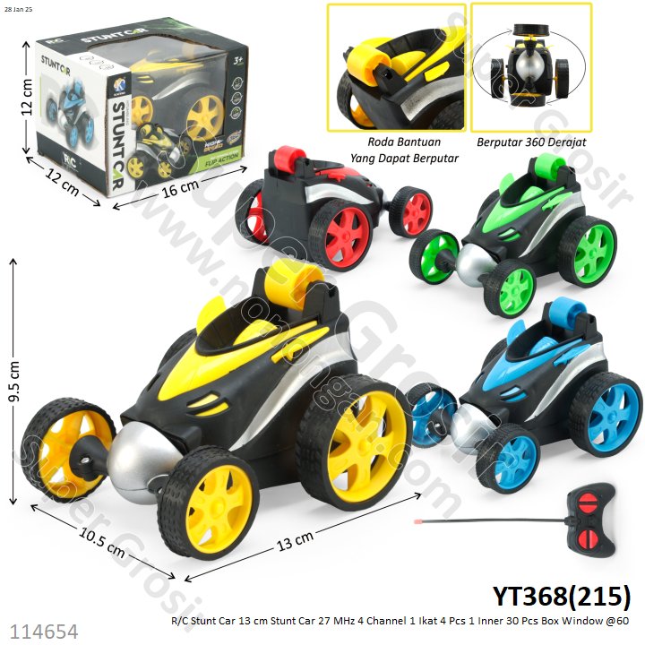 R/C Stunt Car 13 cm Stunt Car 27 MHz 4 Channel 1 Ikat 4 Pcs 1 Inner 30 Pcs Box Window @60