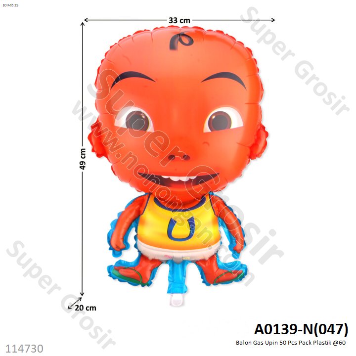 Balon Gas Upin 50 Pcs Pack Plastik @60 
