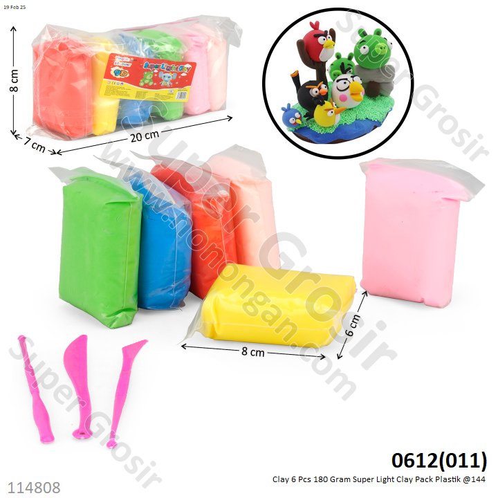 Clay 6 Pcs 180 Gram Super Light Clay ZBL-30G-4_0612 Pack Plastik @120