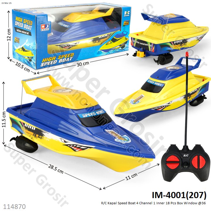 R/C Kapal Speed Boat 4 Channel 1 Inner 18 Pcs Box Window @36