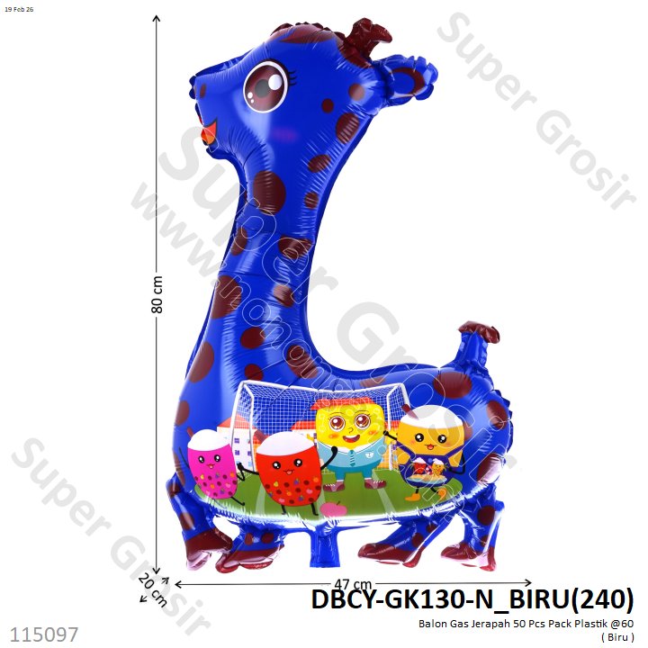 Balon Gas Jerapah 50 Pcs Pack Plastik @60
