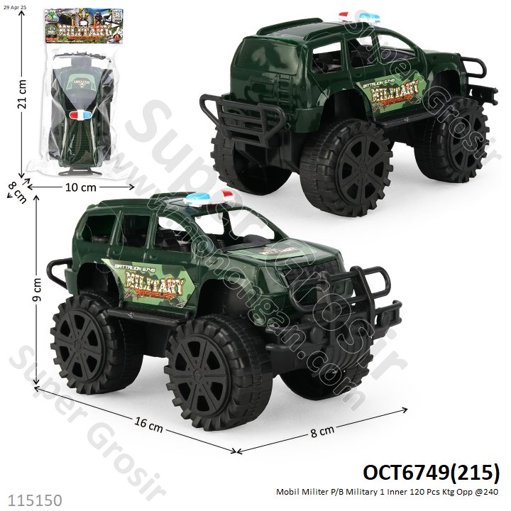 Mobil Jeep Tentara P/B Military 1 Inner 120 Pcs Ktg Opp @240