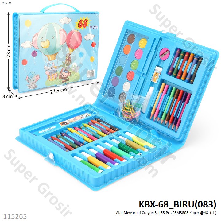 Alat Mewarnai Crayon Set 68 Pcs RSM3308 Koper @48