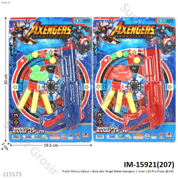 Pistol Peluru Gabus Avengers + Bola dan Target Bebek Axengers 1 Inner 120 Pcs Press @240