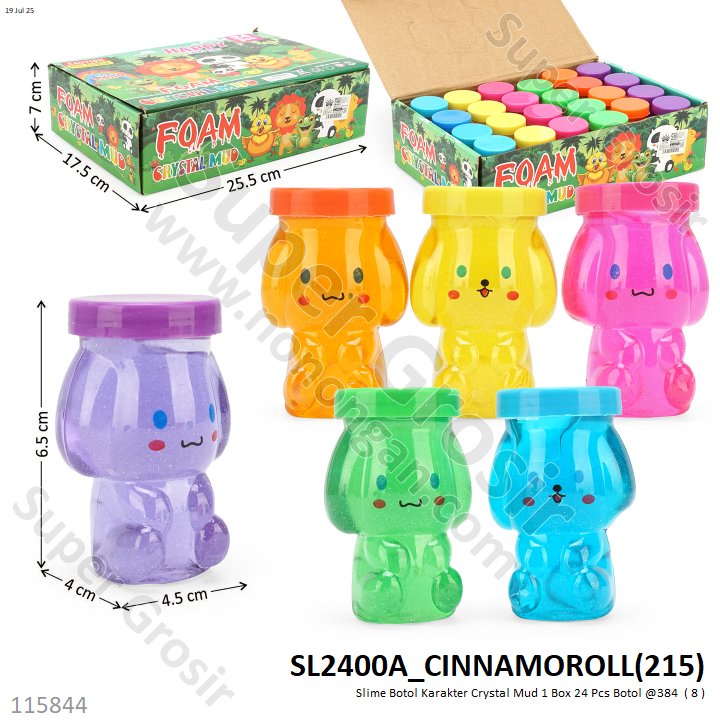 Slime Botol Karakter Crystal Mud 1 Box 24 Pcs Botol @384