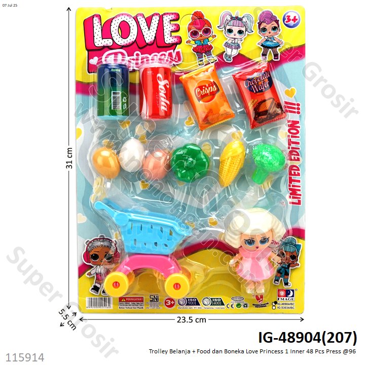 Trolley Belanja + Food dan Boneka Love Princess 1 Inner 48 Pcs Press @96