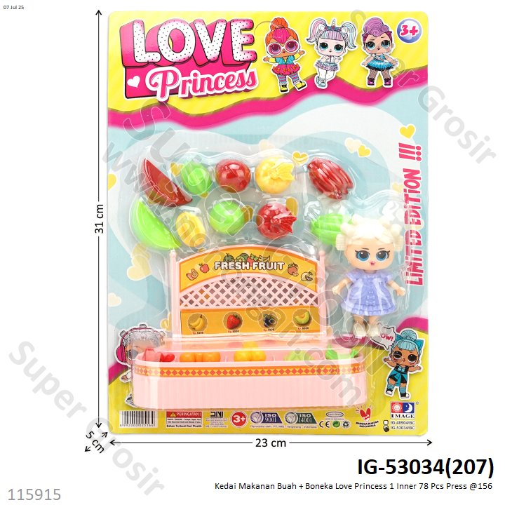 Kedai Makanan Buah + Boneka Love Princess 1 Inner 78 Pcs Press @156