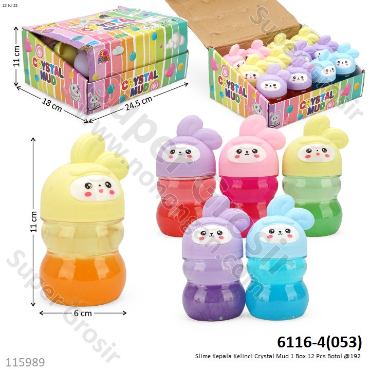 Slime Kepala Kelinci Crystal Mud 1 Box 12 Pcs Botol @192