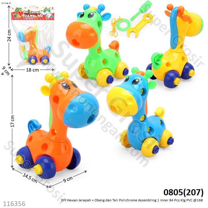 DIY Hewan Jerapah + Obeng dan Tali Polichrome Assembling 1 Inner 84 Pcs Ktg PVC @168