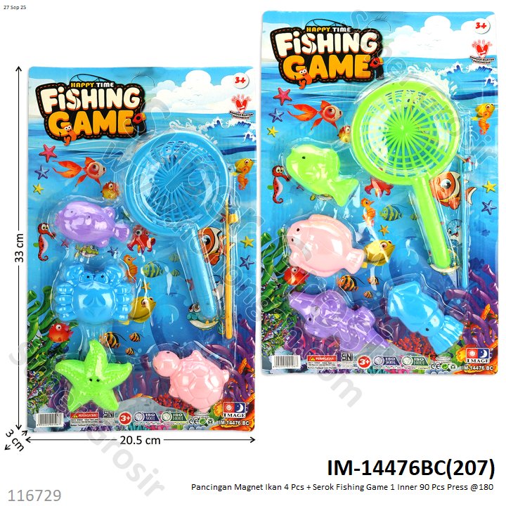 Pancingan Magnet Ikan 4 Pcs + Serok Fishing Game 1 Inner 90 Pcs Press @180