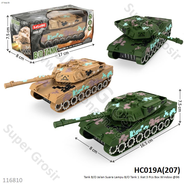 Tank B/O Jalan Suara Lampu B/O Tank 1 Ikat 3 Pcs Box Window @96