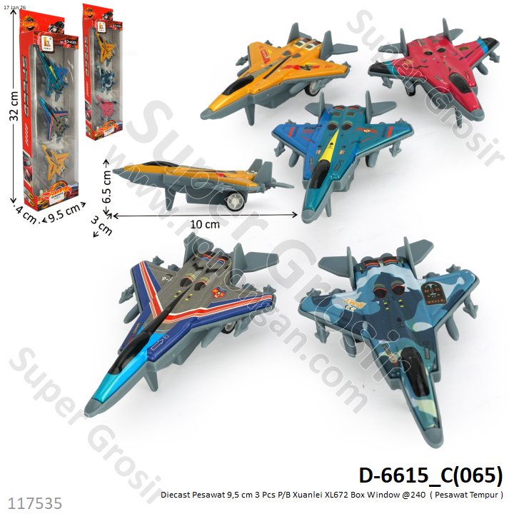 Diecast Pesawat 9,5 cm 3 Pcs P/B Xuanlei XL672 Box Window @240
