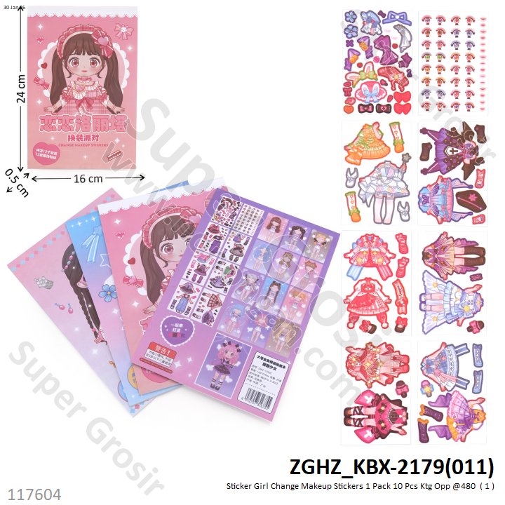 Sticker Girl Change Makeup Stickers 1 Pack 10 Pcs Ktg Opp @200