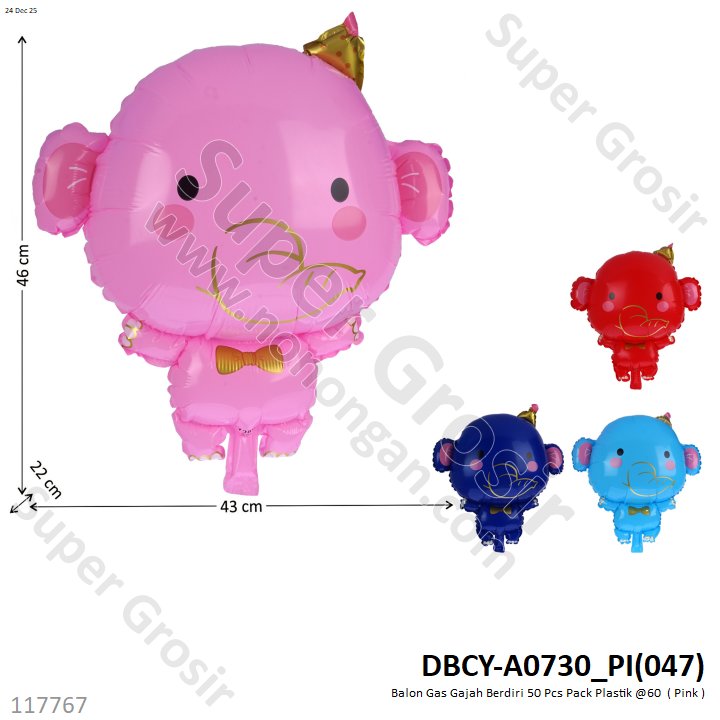 Balon Gas Gajah Berdiri 50 Pcs Pack Plastik @60