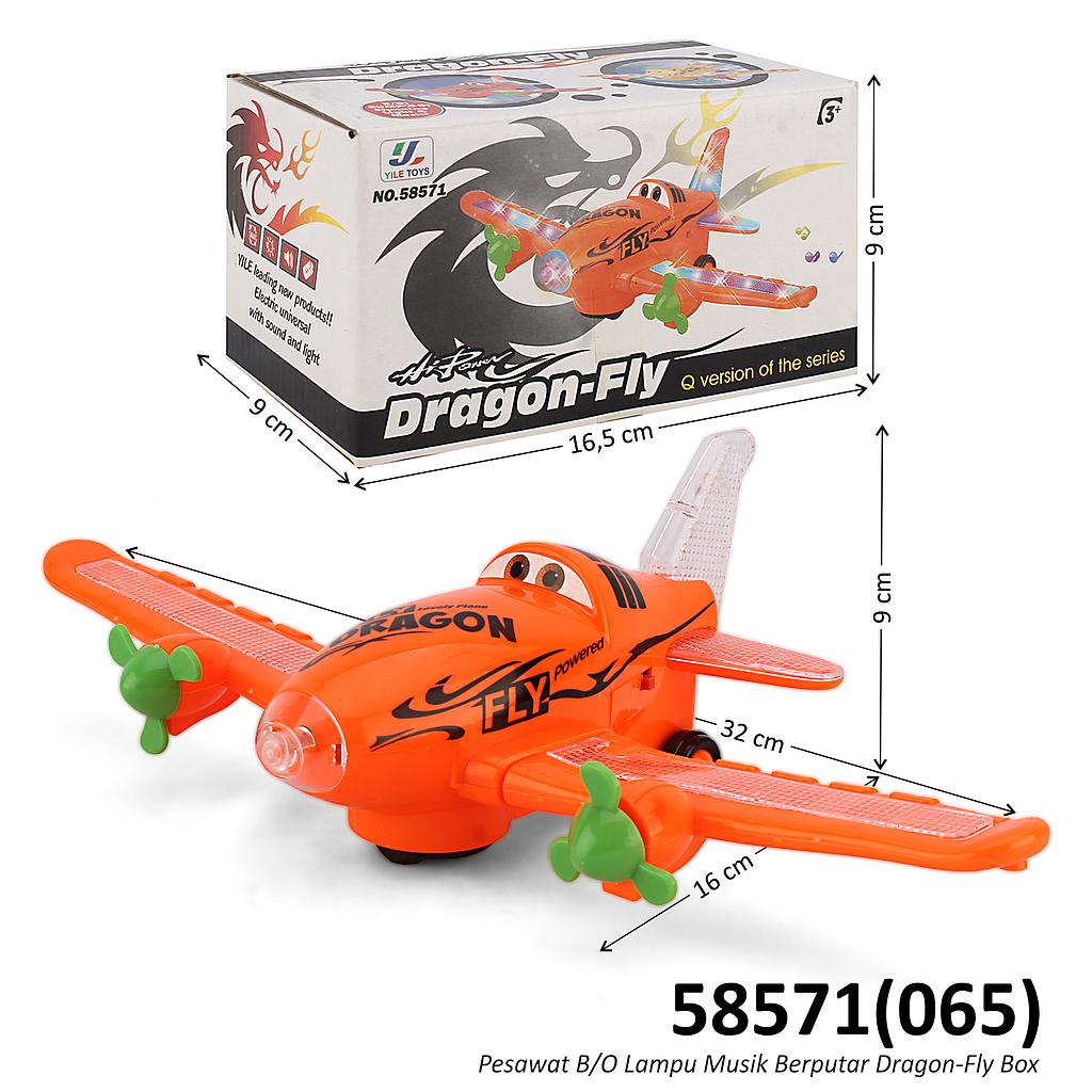 Pesawat Planes B/O Berputar Musik Lampu Dragon-Fly Box @144