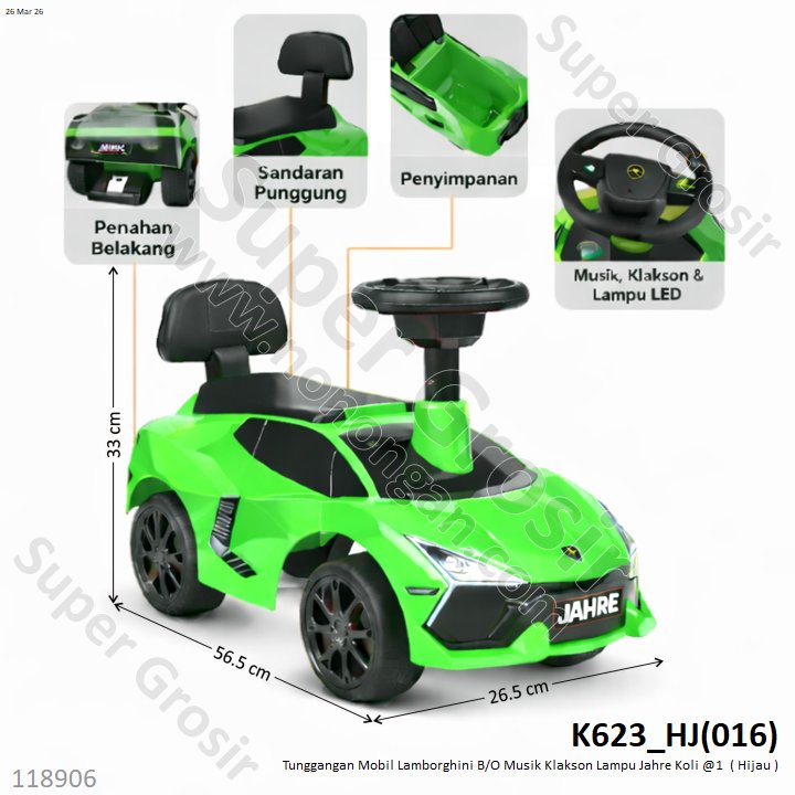 Tunggangan Mobil Lamborghini B/O Musik Klakson Lampu Jahre Koli @1