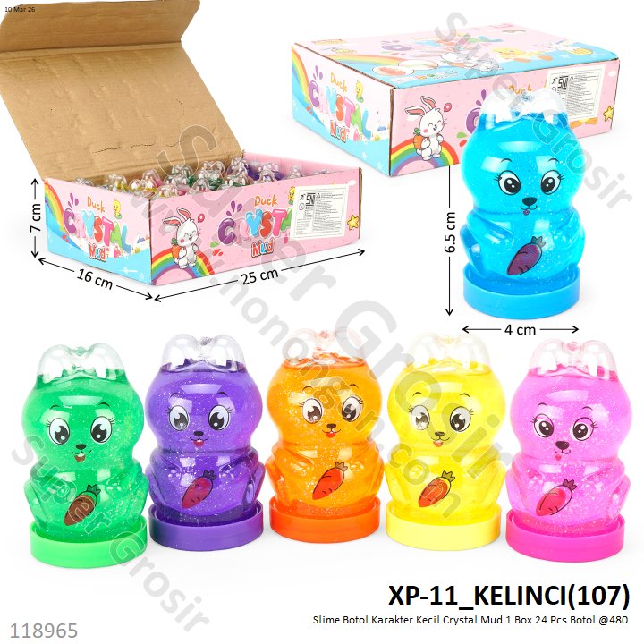 Slime Botol Karakter Kecil Crystal Mud 1 Box 24 Pcs Botol @480