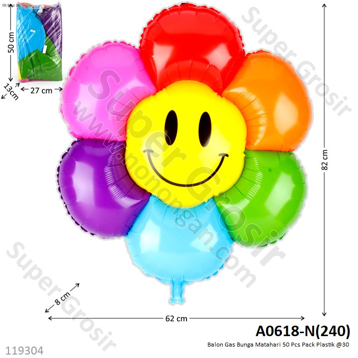 Balon Gas Bunga Matahari 50 Pcs Pack Plastik @30