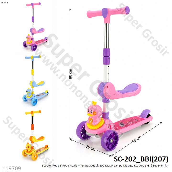 Scooter Roda 3 Roda Nyala + Tempat Duduk B/O Musik Lampu Kiddigo Ktg Opp @8