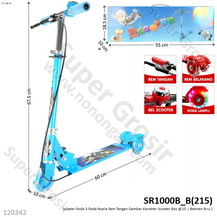 Scooter Roda 3 Roda Nyala Rem Tangan Gambar Karakter Scooter Box @10
