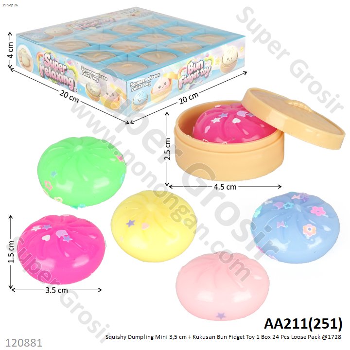 Squishy Dumpling Mini 3,5 cm + Kukusan Bun Fidget Toy 1 Box 24 Pcs Loose Pack @1728