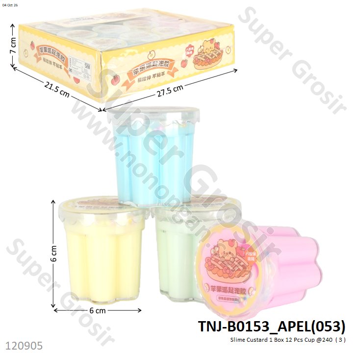 Slime Custard 1 Box 12 Pcs Cup @240