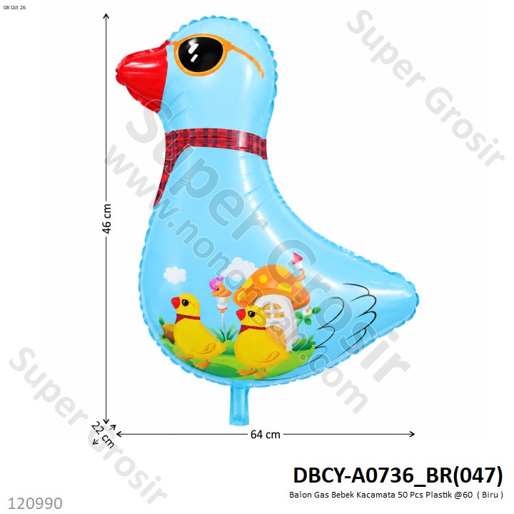 Balon Gas Bebek Kacamata 50 Pcs Plastik @60