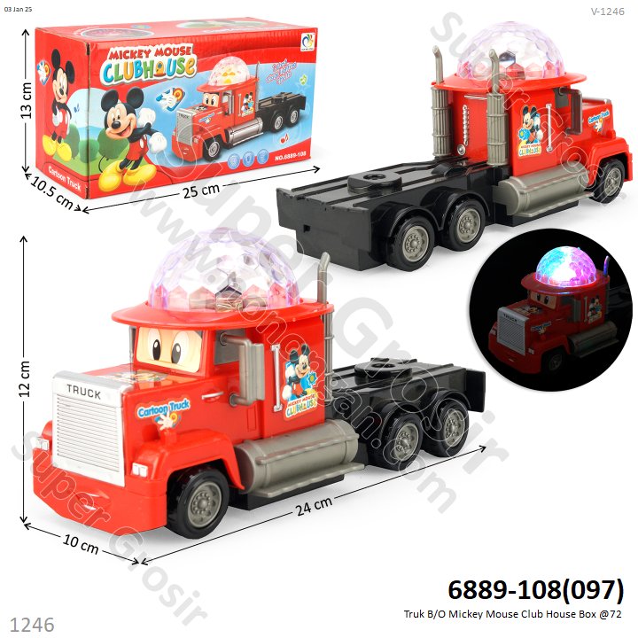 Truk Trailer Mack The Truck B/O Jalan Musik Lampu Mickey Mouse Club House Box @72