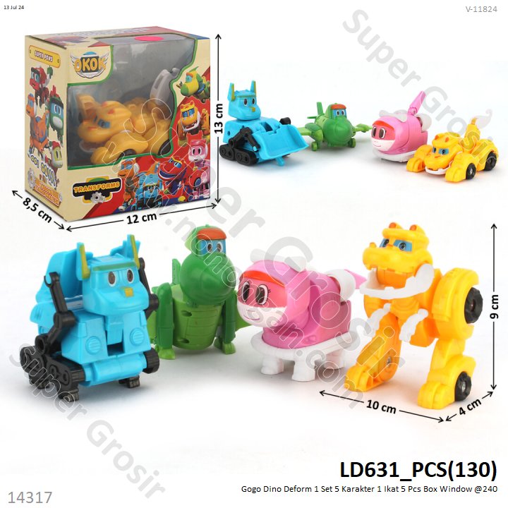 Robot Deform Gogo Dino 5 Karakter Tranformer 1 Ikat 5 Pcs Box Window @240