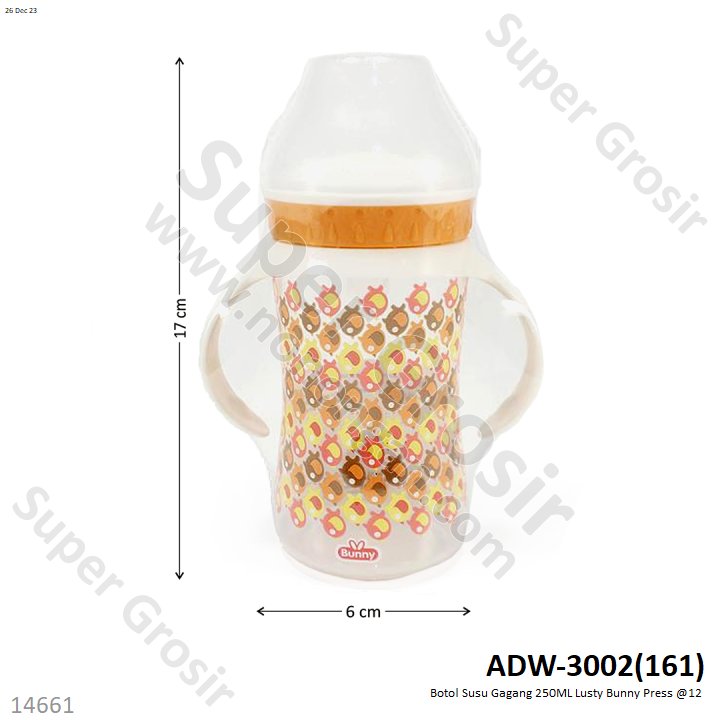 Botol Susu Gagang 250ML Lusty Bunny Press @12