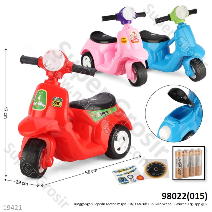 Tunggangan Sepeda Motor Vespa B/O Musik Fun Bike Vespa Ktg Opp @6