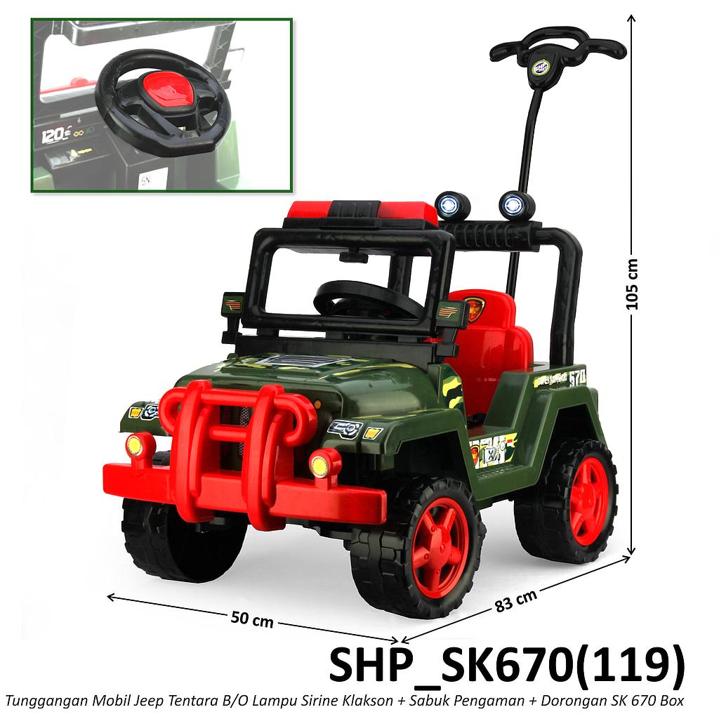 Tunggangan Mobil Jeep Tentara Dorong B/O Sirine Klakson Lampu + Sabuk Pengaman Box @1