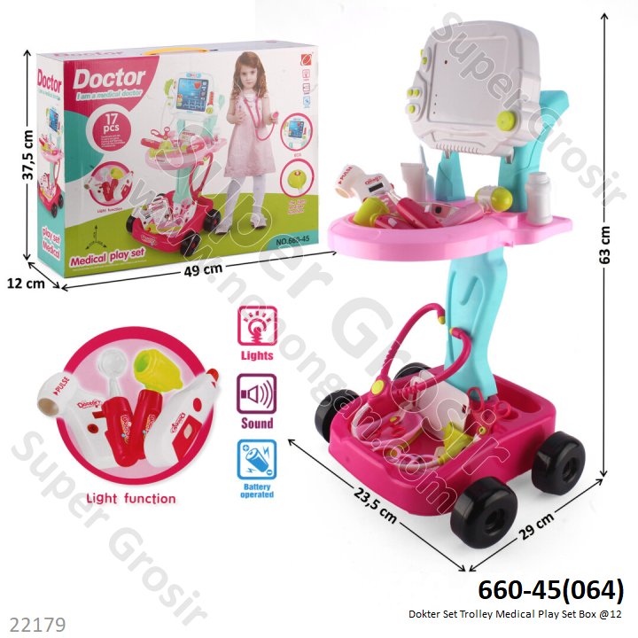 Dokter Set Trolley Doctor Medical Play Set Box @12
