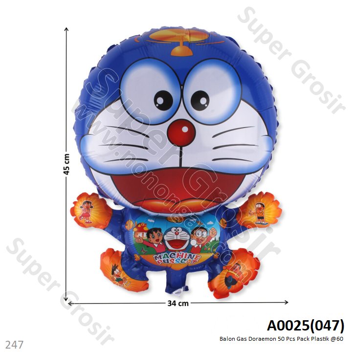 Balon Gas Doraemon 50 Pcs Pack Plastik @60