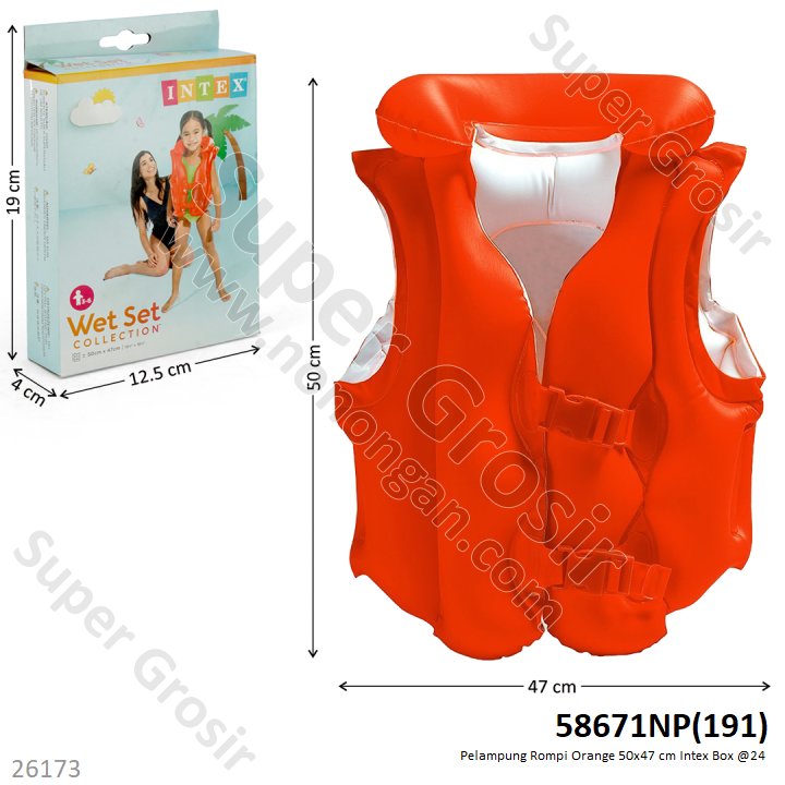 Pelampung Rompi Orange Intex 50x47 cm Box @24