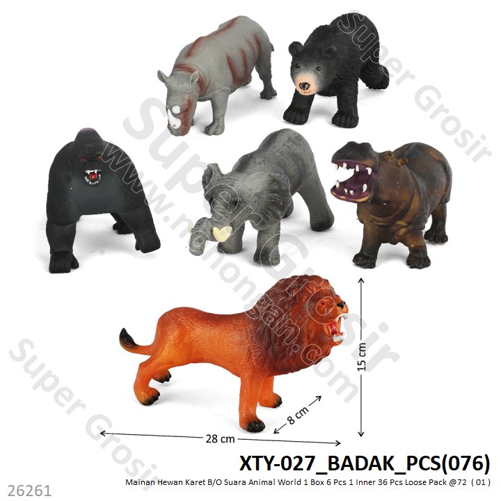 Hewan Liar Karet 30 cm B/O Suara Animal World 1 Inner 36 Pcs Loose Pack @72
