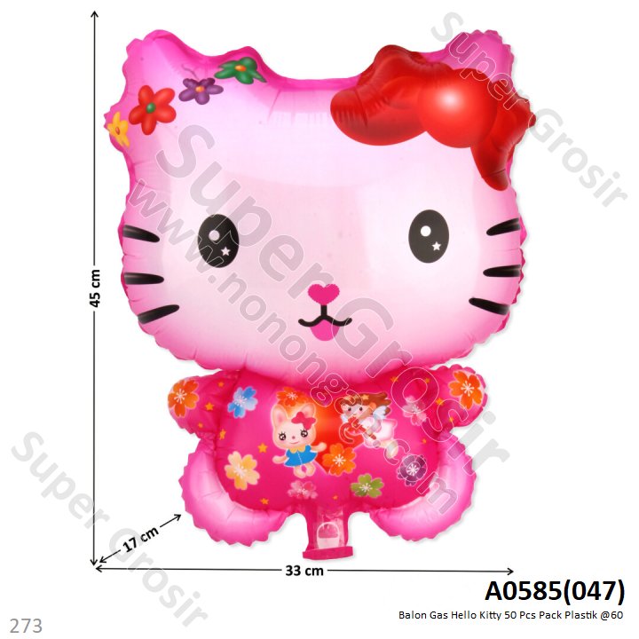 Balon Gas Hello Kitty 50 Pcs Pack Plastik @60