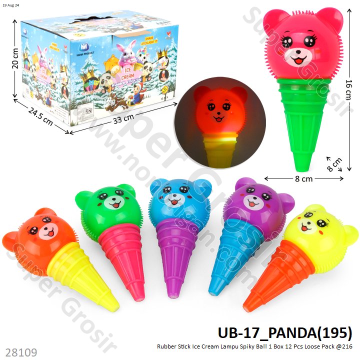 Mainan Lampu Rubber Stick Es Krim Spiky Ball 1 Box 12 Pcs Loose Pack @216