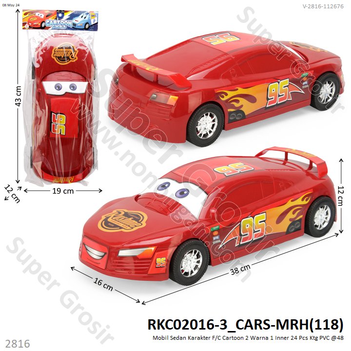 Mobil Sedan Karakter F/C Cartoon 1 Inner 24 Pcs Ktg PVC @48