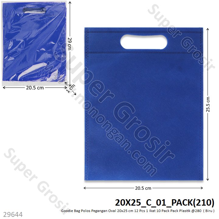 Goodie Bag Polos Pegangan Oval 20x25 cm 12 Pcs 1 Ikat 10 Pack Pack Plastik @280
