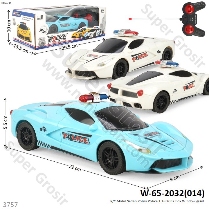R/C Mobil Sedan Polisi Police 1:18 2032 Box Window @48