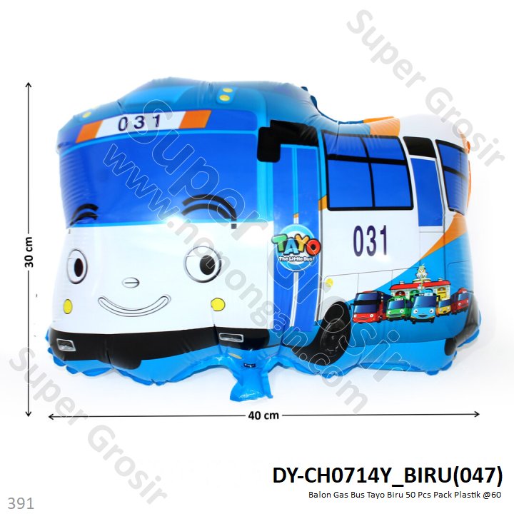 Balon Gas Bus Tayo 50 Pcs Pack Plastik @60