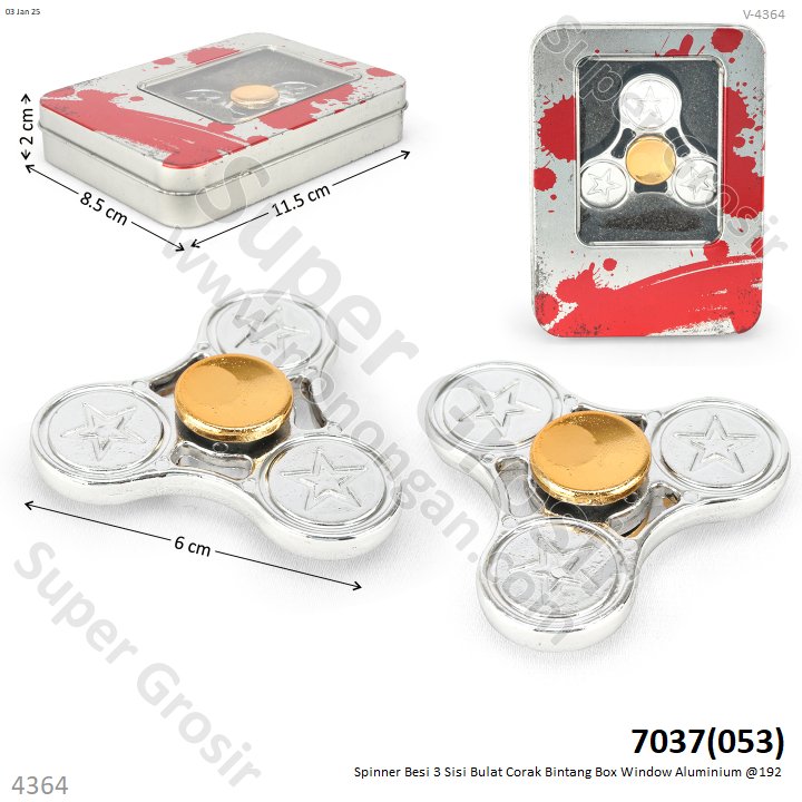 Spinner Besi 3 Sisi Bulat Corak Bintang Box Window Aluminium @192